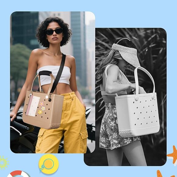 Stylish Crossbody Strap Set with Clear Organizer Pouch for B0gg Bag in Rose Red - Picture 4 of 7